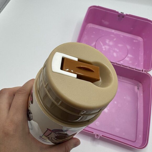 Vintage Mickey Minnie Mouse Plastic Lunch box With Thermos 50s Diner Theme - Picture 9 of 13